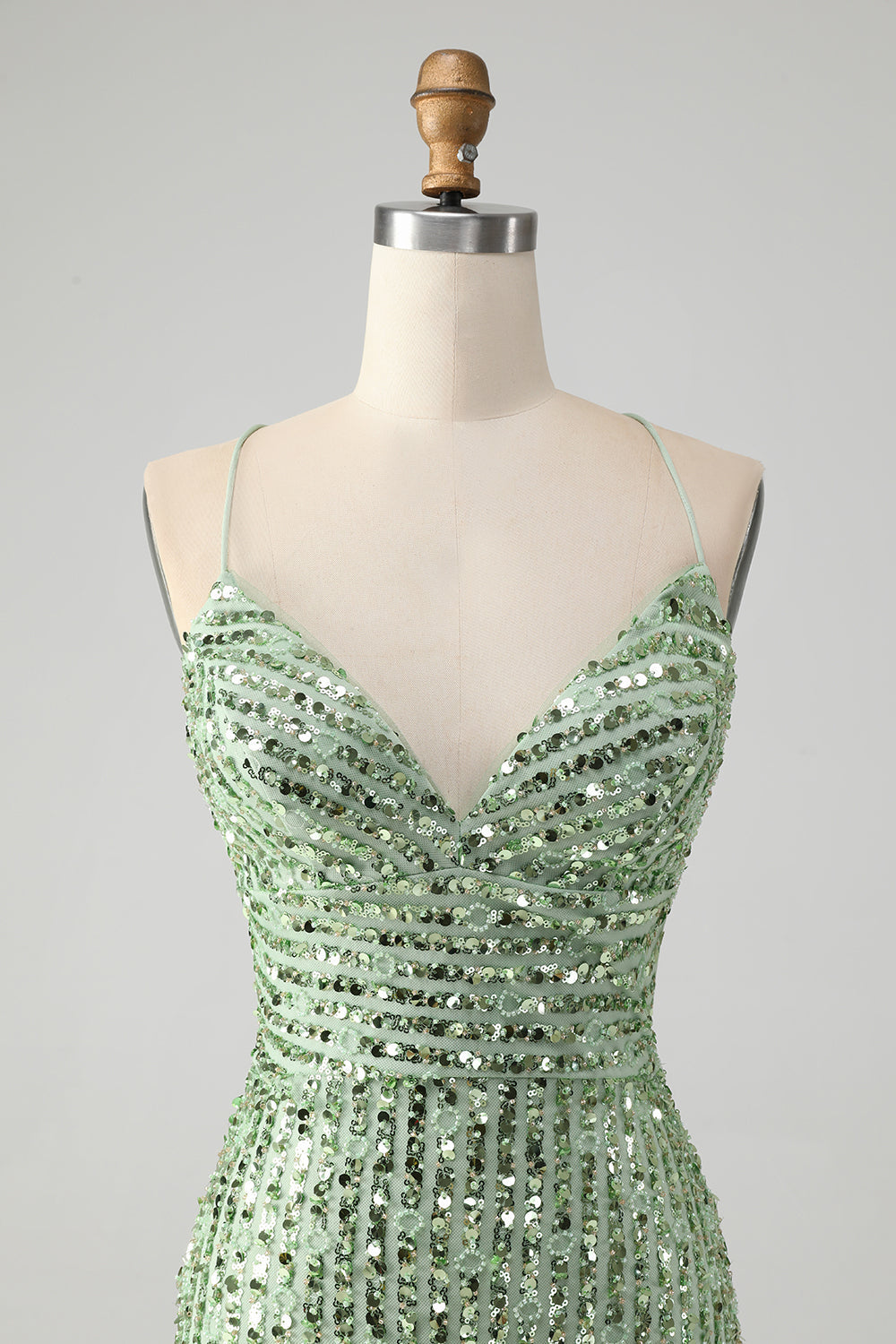 Stylish Green Sheath Criss Cross Back Short Homecoming Dress with Sequins Sparkly