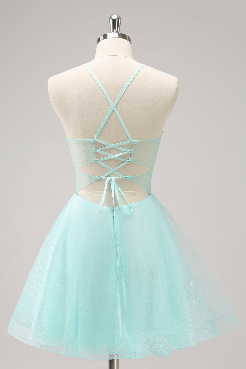 Sparkly A Line Corset Sequin Short Green Homecoming Dress with Appliques Sexy