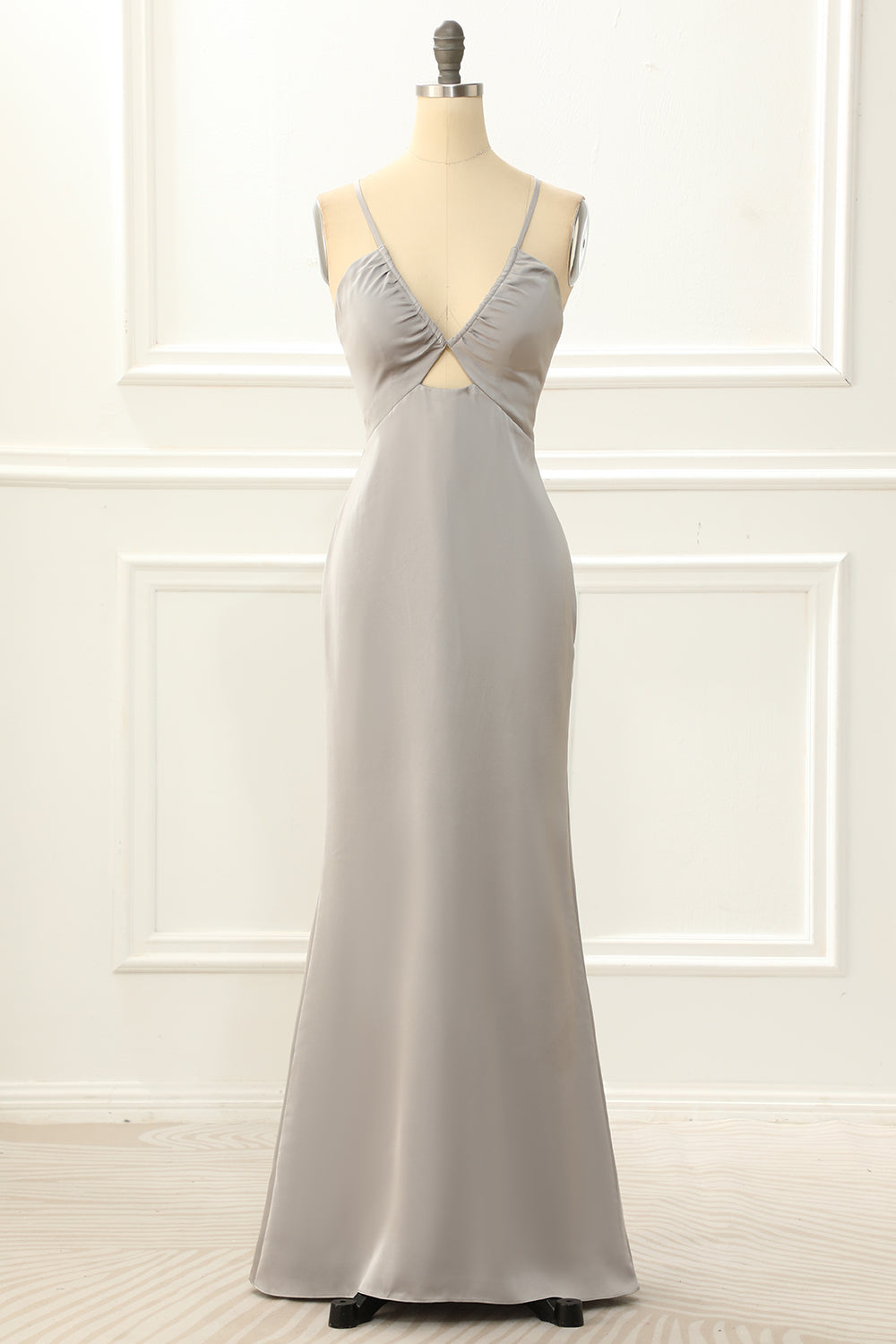 Satin V-Neck Sheath Simple Prom Dress Sexy Bridesmaid Dress Party Dress