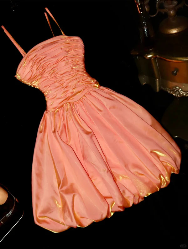 Sweetheart A Line Spaghetti Strap Pleated Short Prom Dress Charming Birthday Party Dress Lovely Graduation Dress Chic Homecoming Dress