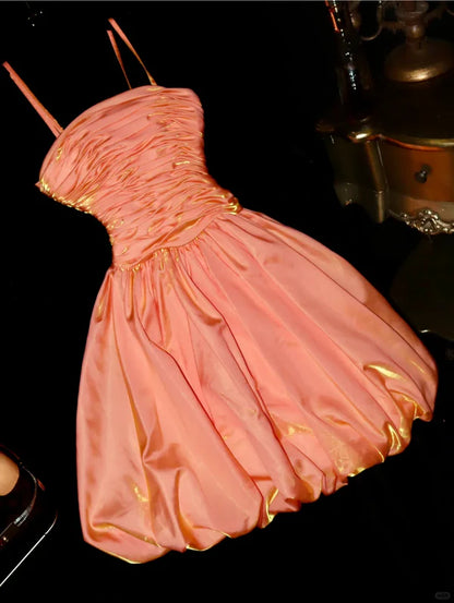 Sweetheart A Line Spaghetti Strap Pleated Short Prom Dress Charming Birthday Party Dress Lovely Graduation Dress Chic Homecoming Dress
