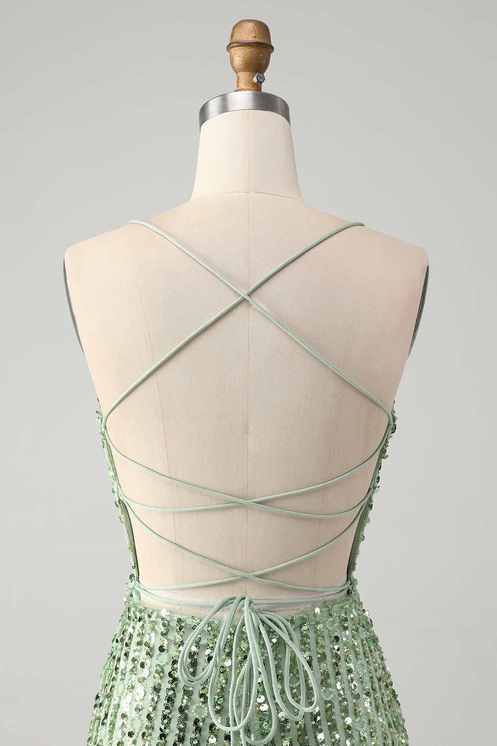Stylish Green Sheath Criss Cross Back Short Homecoming Dress with Sequins Sparkly Prom Dress