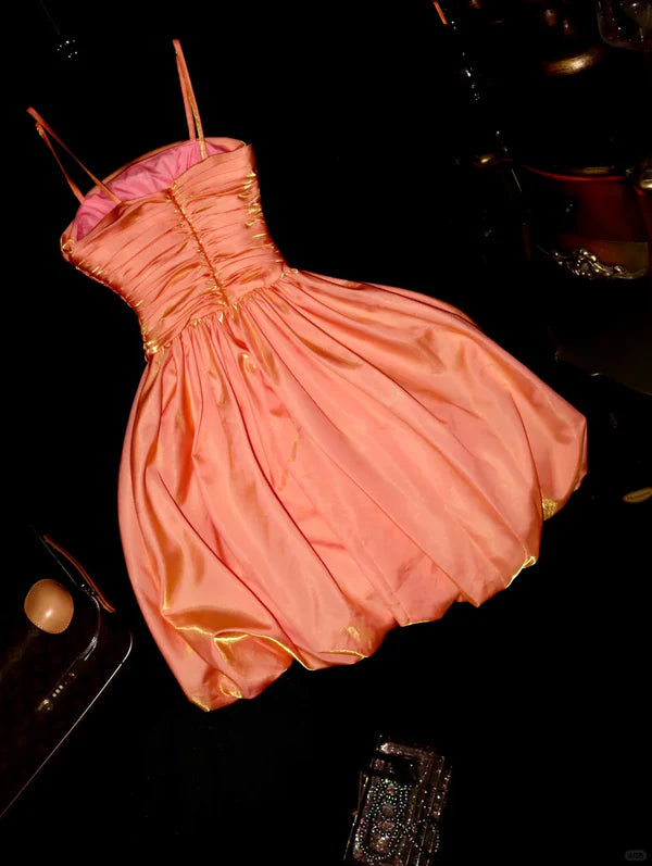 Sweetheart A Line Spaghetti Strap Pleated Short Prom Dress Charming Birthday Party Dress Lovely Graduation Dress Chic Homecoming Dress