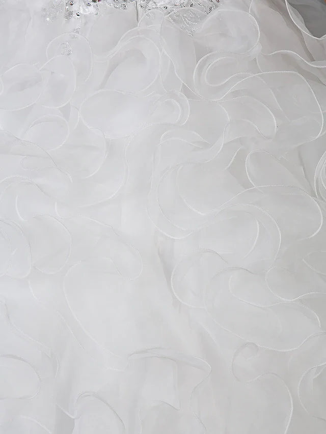 Ball Gown Wedding Dresses Sweetheart Neckline Strapless Floor Length Organza Taffeta Sleeveless Sparkle & Shine