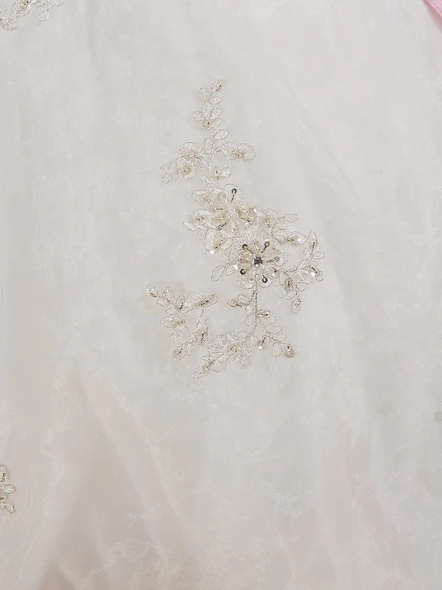 Ball Gown Wedding Dresses Strapless Chapel Train Organza Taffeta Strapless Wedding Dress in Color with Ruched Beading Appliques