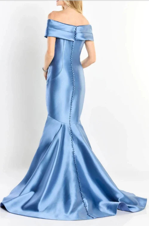 Mermaid Off Shoulder Satin Prom Dress Gown Floor Length Sexy Evening Dress