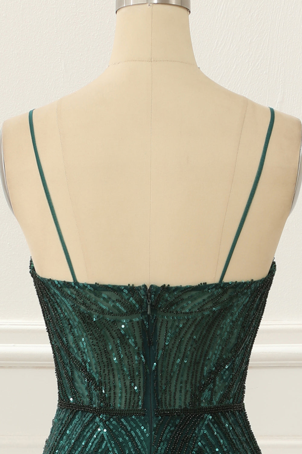 Dark Green Sequin Sparkly Prom Dress With Slit Sexy Evening Dress