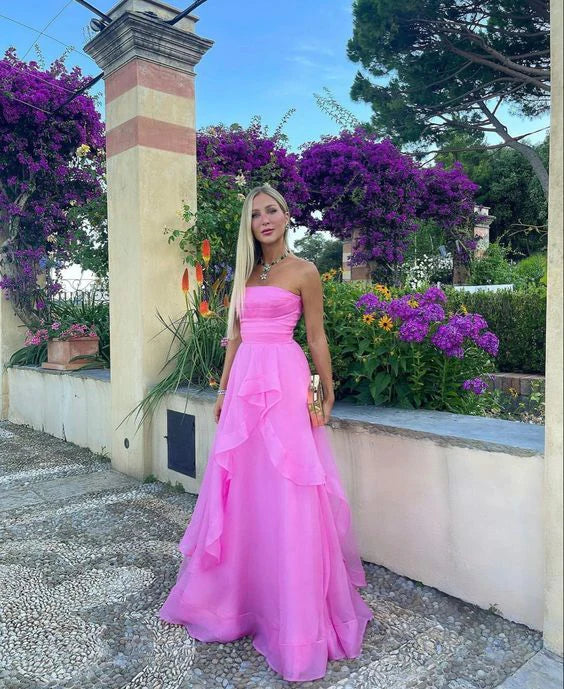 Unique Strapless A-Line Prom Dresses Long Gala Dress Formal Off Shoulder Charming Evening Dress