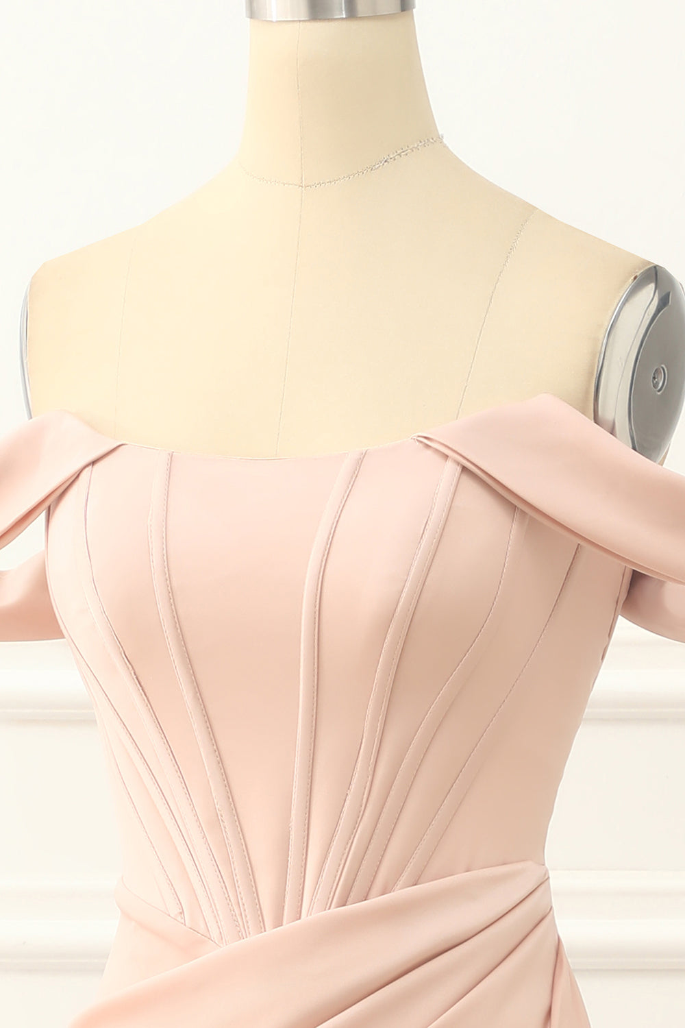 Blush Off The Shoulder Mermaid Prom Dress With Slit Beautiful