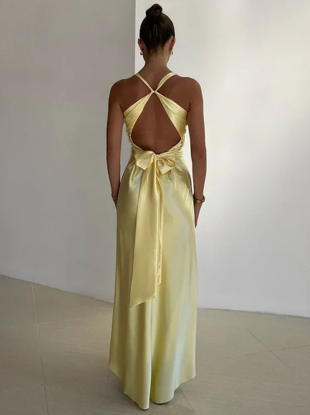 Elegant Gowns Evening Dresses Halter Pink V Neck Long Prom Dress Formal Party Dress Charming