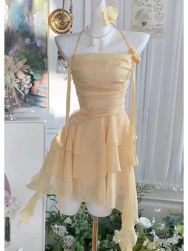 Sweetheart A Line Halter Layered Short Prom Dress Charming Birthday Party Dress Lovely Graduation Dress Chic Homecoming Dress