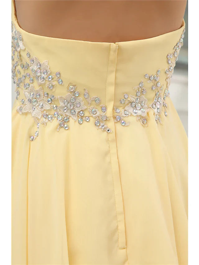 A-Line Elegant Party Wear Wedding Guest Cocktail Party Dress Halter Neck Sleeveless Short Mini Chiffon with Beading