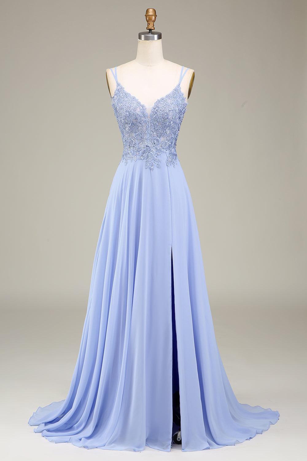 A-Line Lavender Long Prom Dress with Appliques And Slit Beautiful