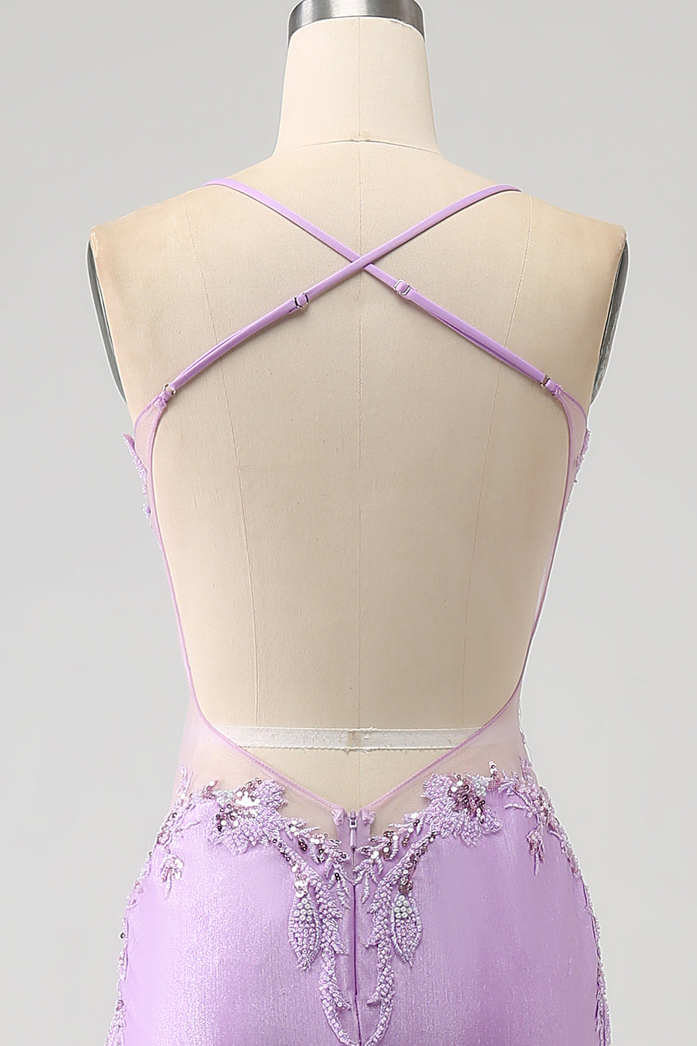 Trendy Mermaid Spaghetti Straps Lilac Long Prom Dress with Appliques Beading Beautiful