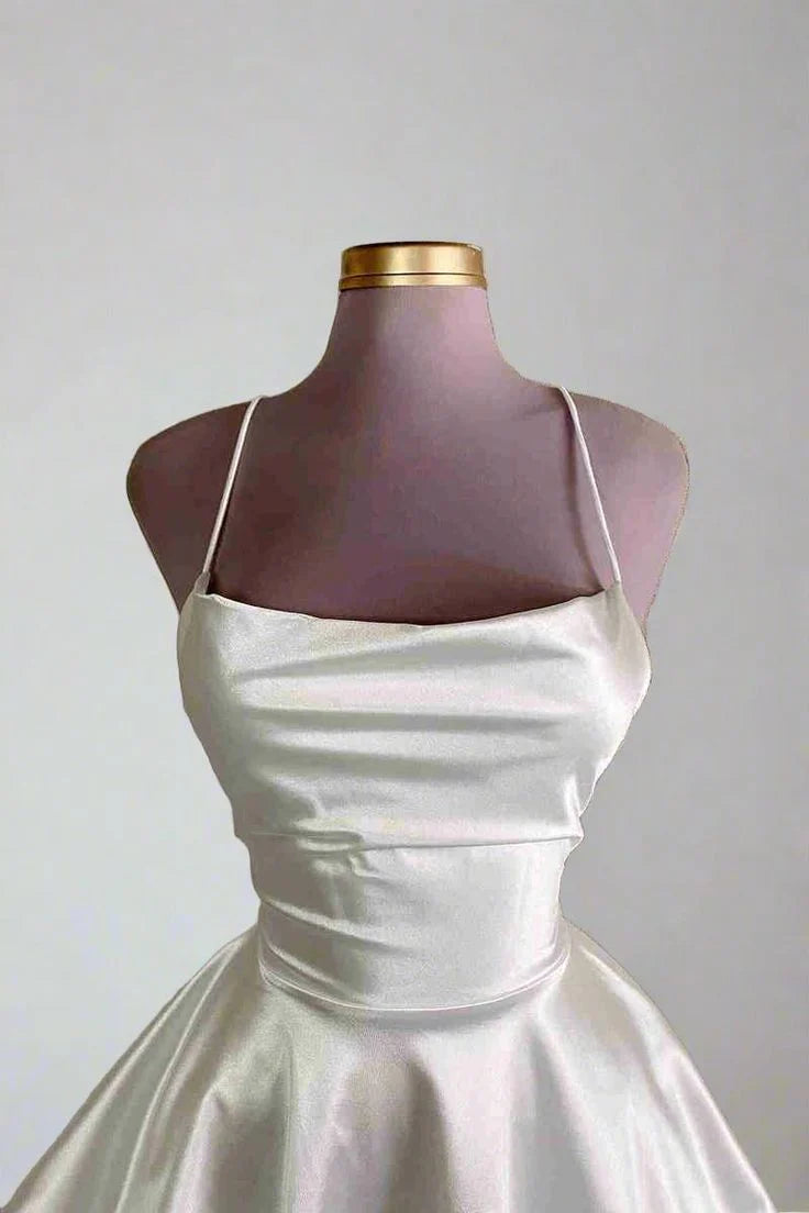 Lovely A-Line Sleeveless Satin Short Party Dress Simple Homecoming Dress Cute Formal Dress