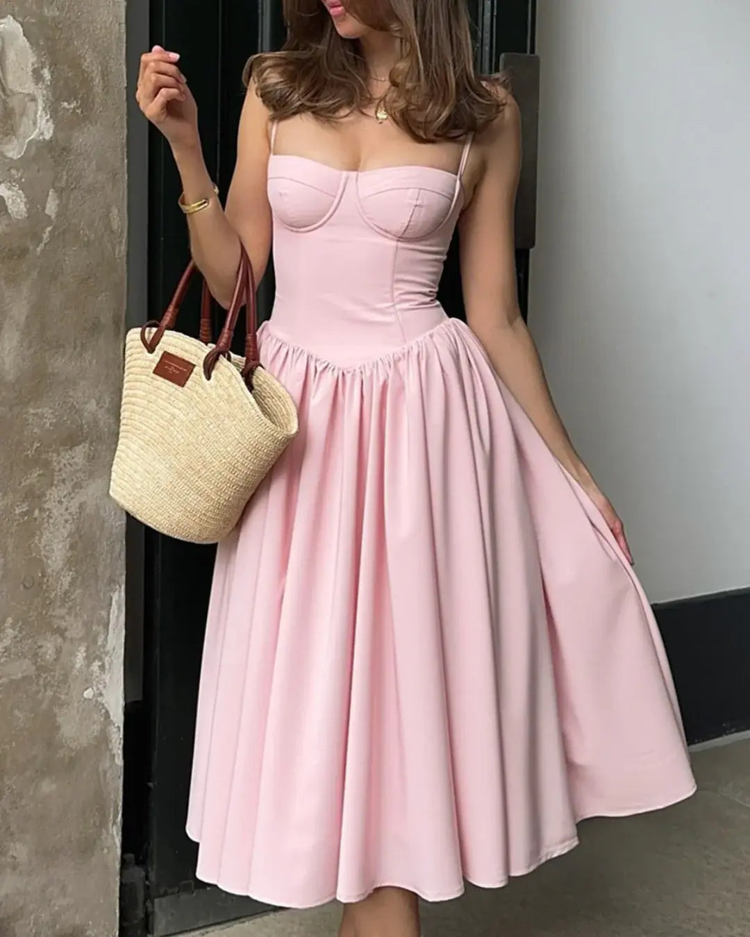 Lovely A Line Spaghetti Straps Sleeveless Prom Dress Sweet Vacation Party Dress Cute Wedding Guest Dress