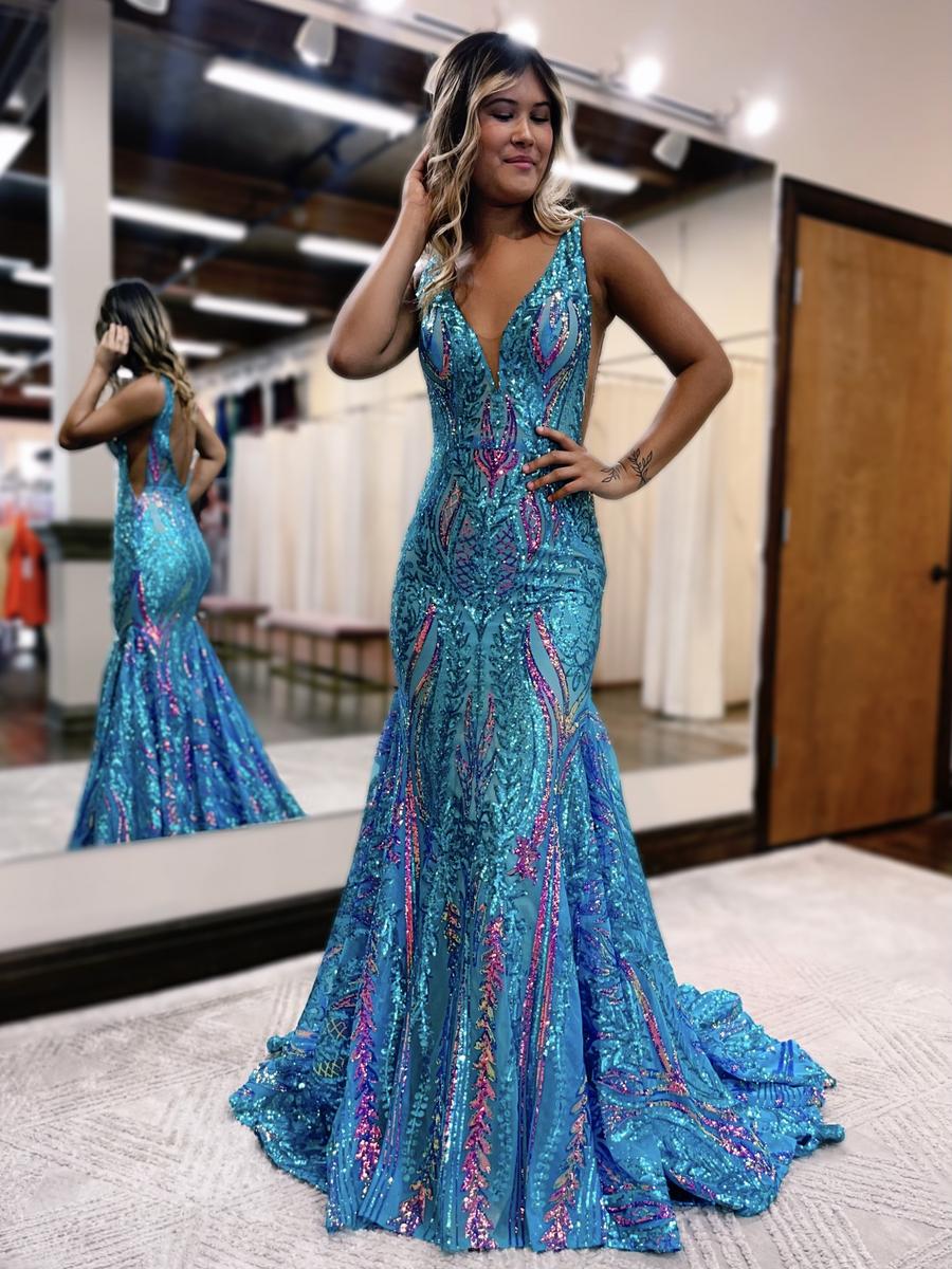 Prom dress patterned sequined dress