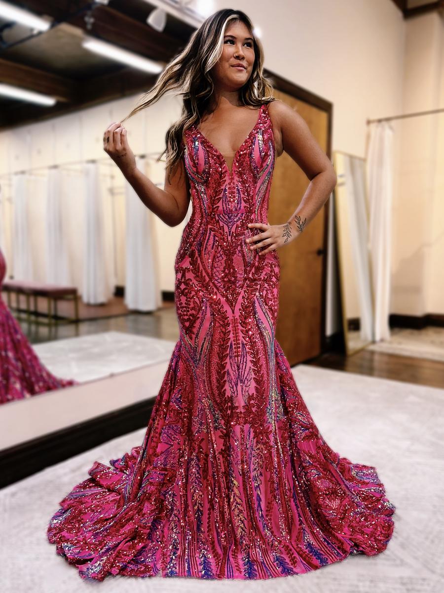 Prom dress patterned sequined dress