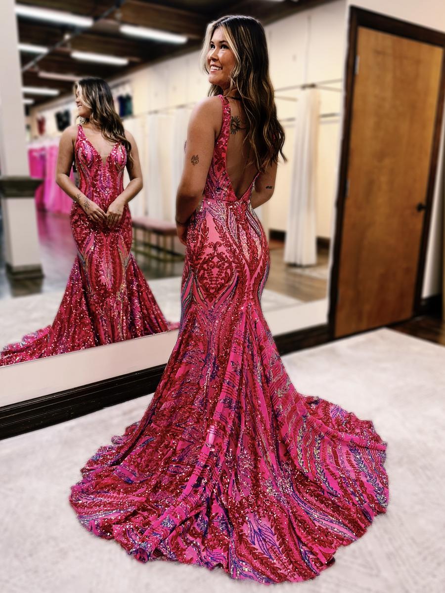 Prom dress patterned sequined dress