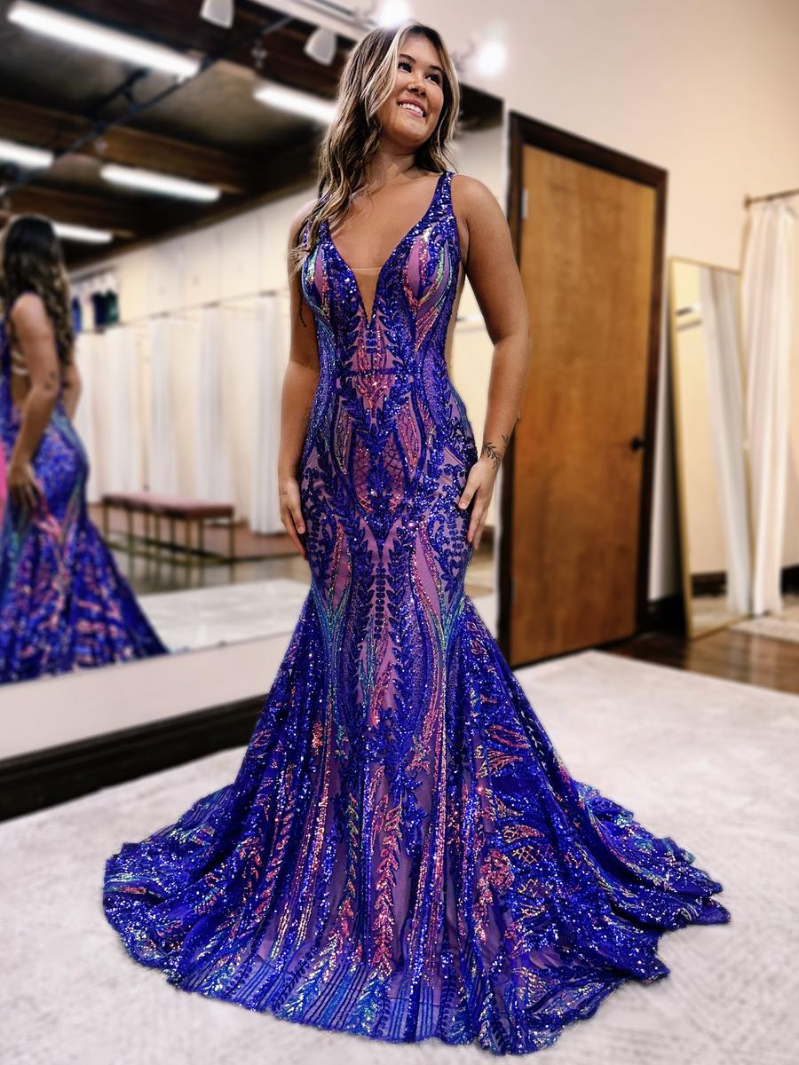 Prom dress patterned sequined dress