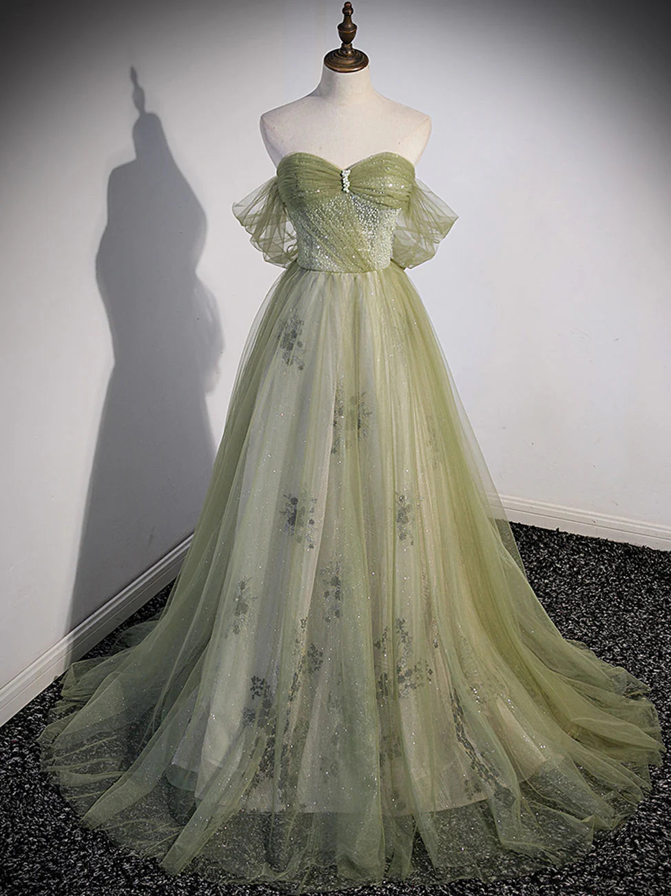 Aline Off The Shoulder Green Bridesmaid Dress Formal Dresses  Evening Party Dress