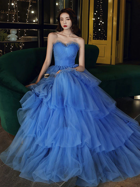 Ball Gown Quinceanera Dresses Princess Dress Sweetheart Neck Long Prom Dress Formal Blue Graduation Dress Sweet 16 Dress