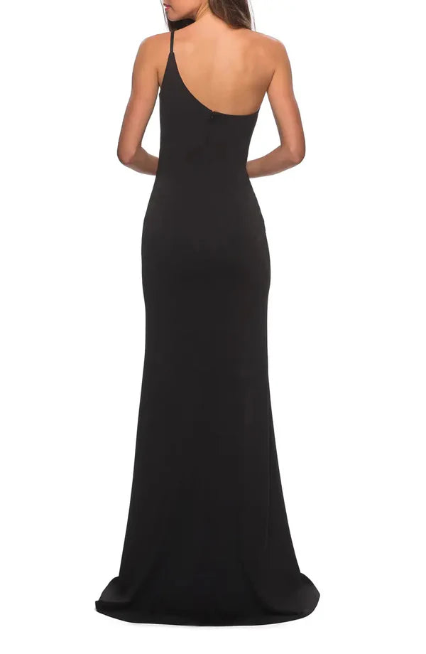 A noble one shoulder off the shoulder and floor length open back prom dress Evening Dress
