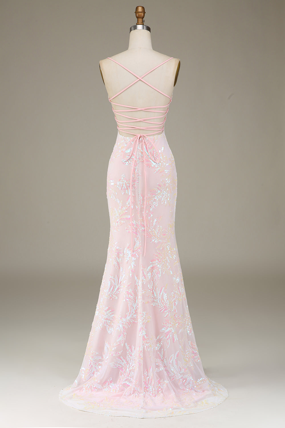 Mermaid Sparkly Pink Prom Dress with Slit Floor Length Beautiful