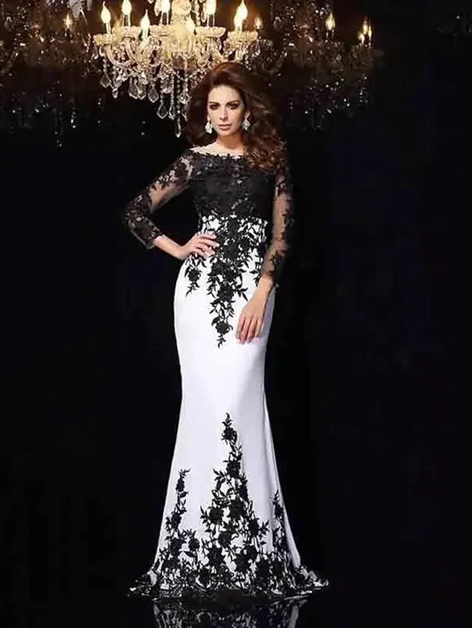 Wedding Dresses Ball Gown Bateau Neck Lace Tulle Lace Over Satin Long Sleeve Sexy Black Illusion Sleeve with Appliques