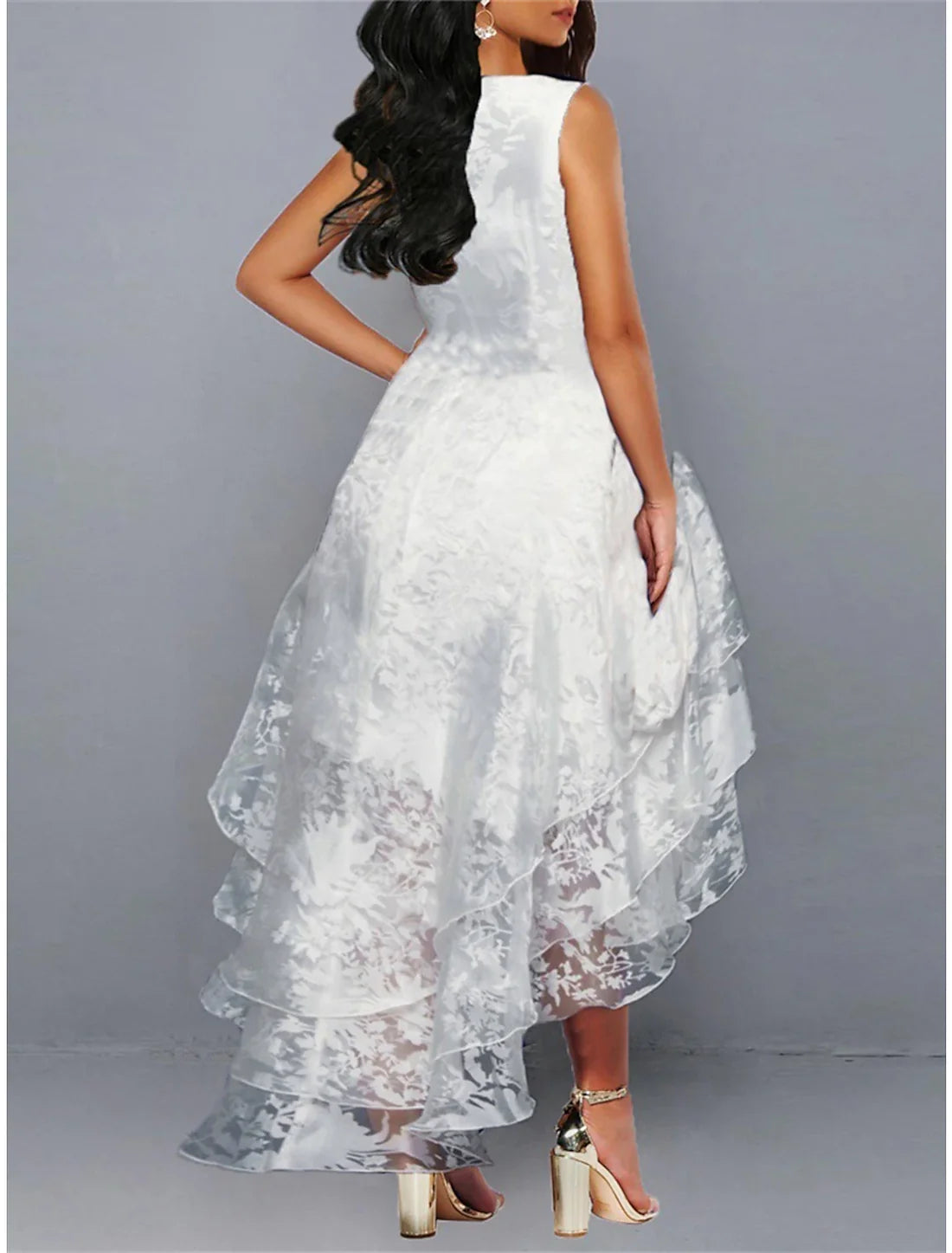 Homecoming Dress Cocktail Dress Midi Dress  Sleeveless Floral Lace Summer Spring Fall Crew Neck Party Birthday Evening Party Wedding Guest Dress