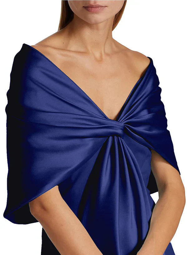 Slim fit/pillar V-neck side slit mother of the bride dress Navy Blue