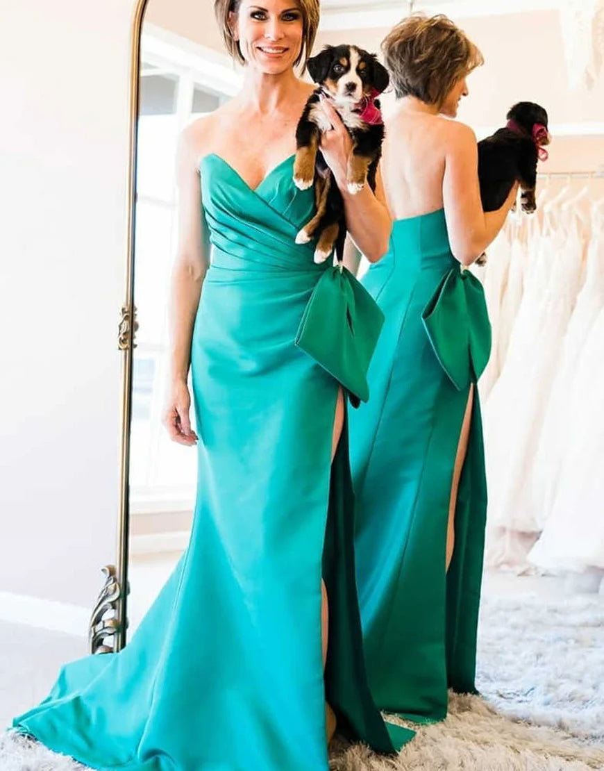 Strapless Sweetheart Hot Pink Prom Dress with Bow