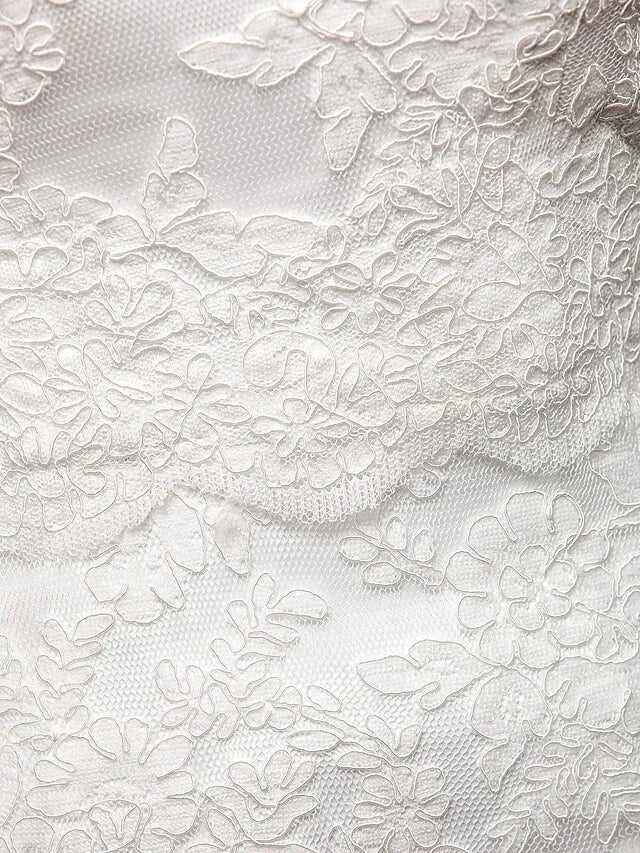 Wedding Dresses Halter Neck Lace Regular Straps Open Back with Beading Flower Button