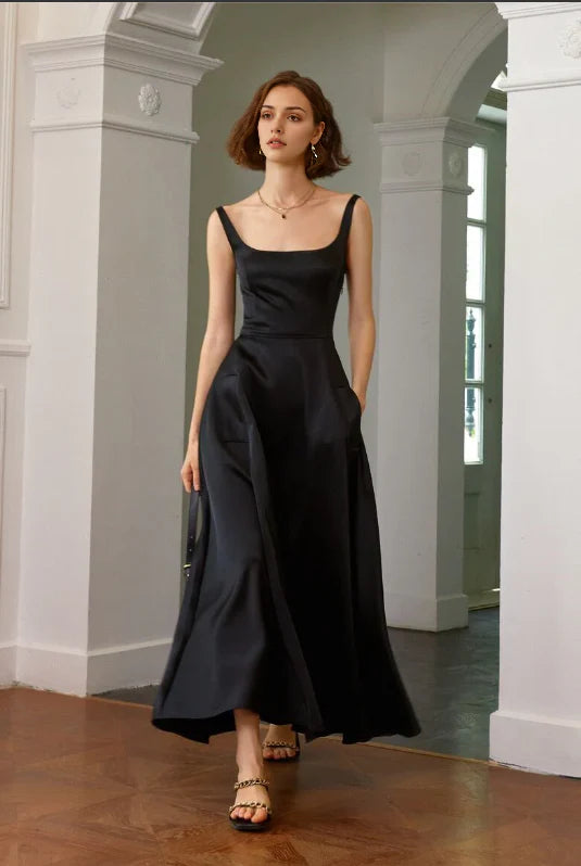 Vintage Straps Sleeveless Long Prom Dress Charming Evening Party Dress Simple Women's Dresses