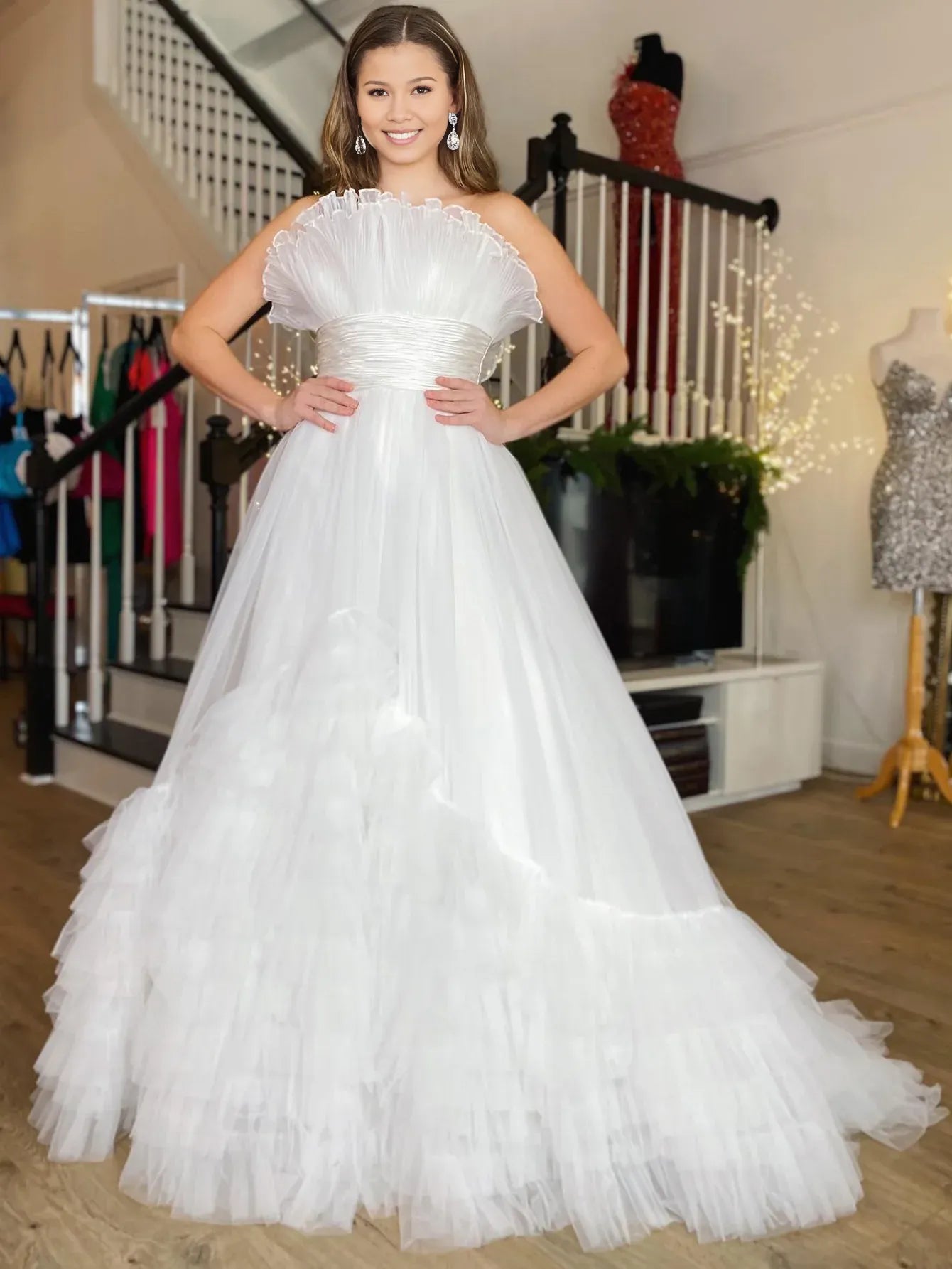 A Line Sweetheart Strapless Long Prom Dress