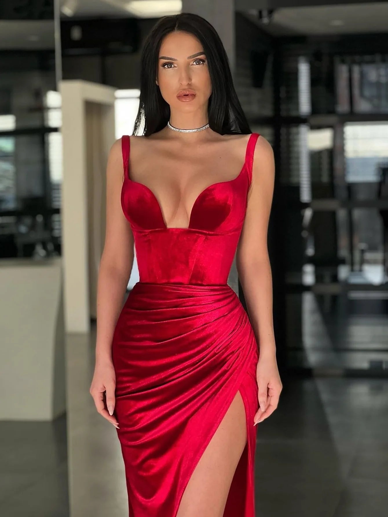 Sheath/Mermaid Long Prom Dress with Split Charming Evening Party Dress Sexy Formal Dress