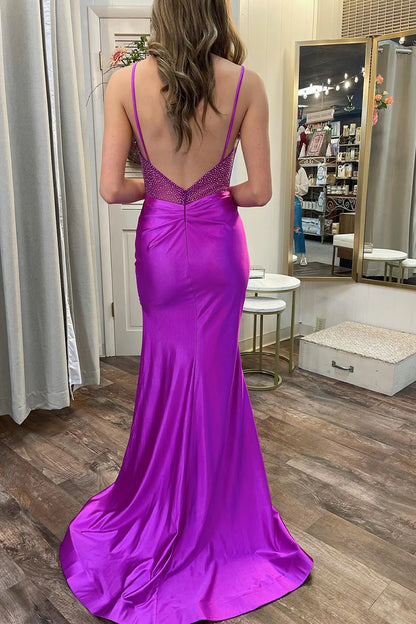 Mermaid Spaghetti Straps Sweetheart Prom Dress With Slit