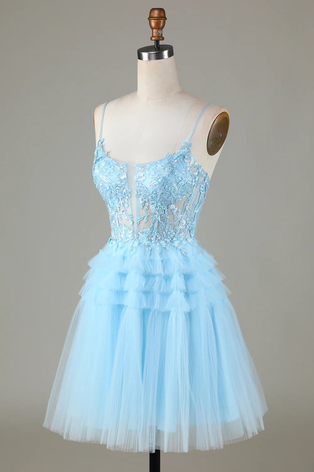 A Line Short/Mini Cute Tulle Homecoming Dress With Appliques