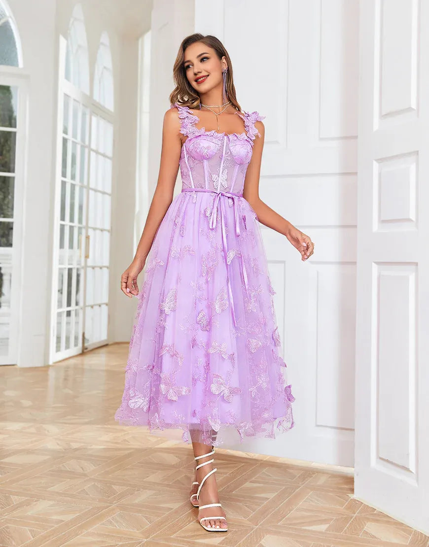 A Line Sweetheart Butterflies Appliques Prom Dress