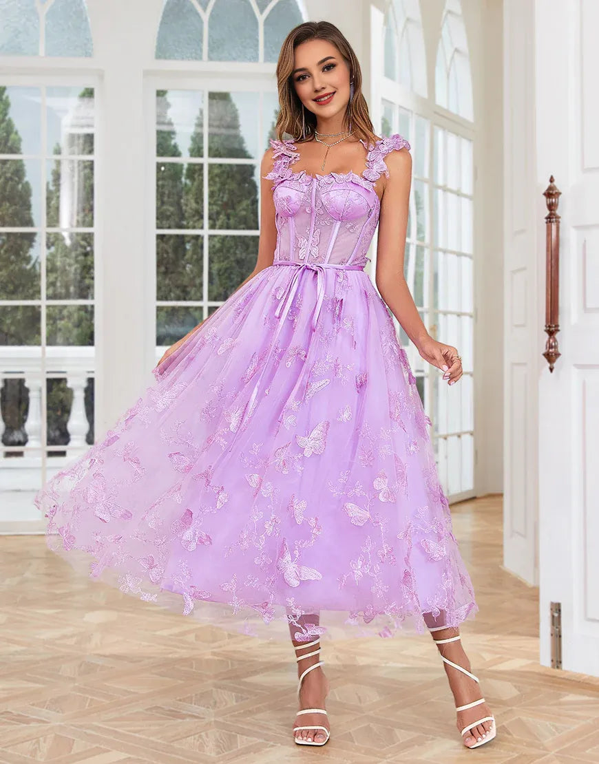 A Line Sweetheart Butterflies Appliques Prom Dress