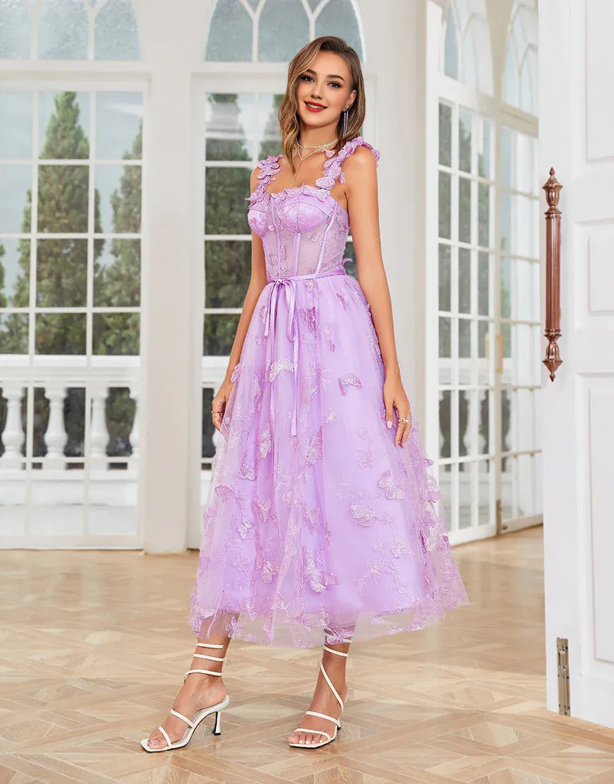 A Line Sweetheart Butterflies Appliques Prom Dress