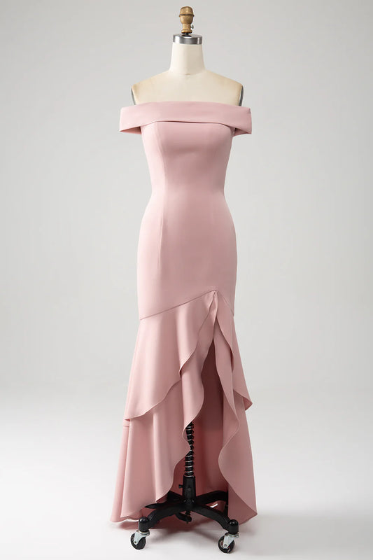 Mermaid Asymmetric Ruffled Mother of the Bride Dress