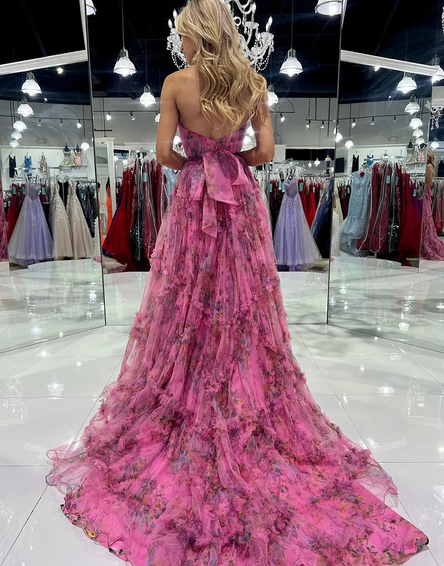 A-Line Fuchsia Sweetheart Off The Shoulder Prom Dress