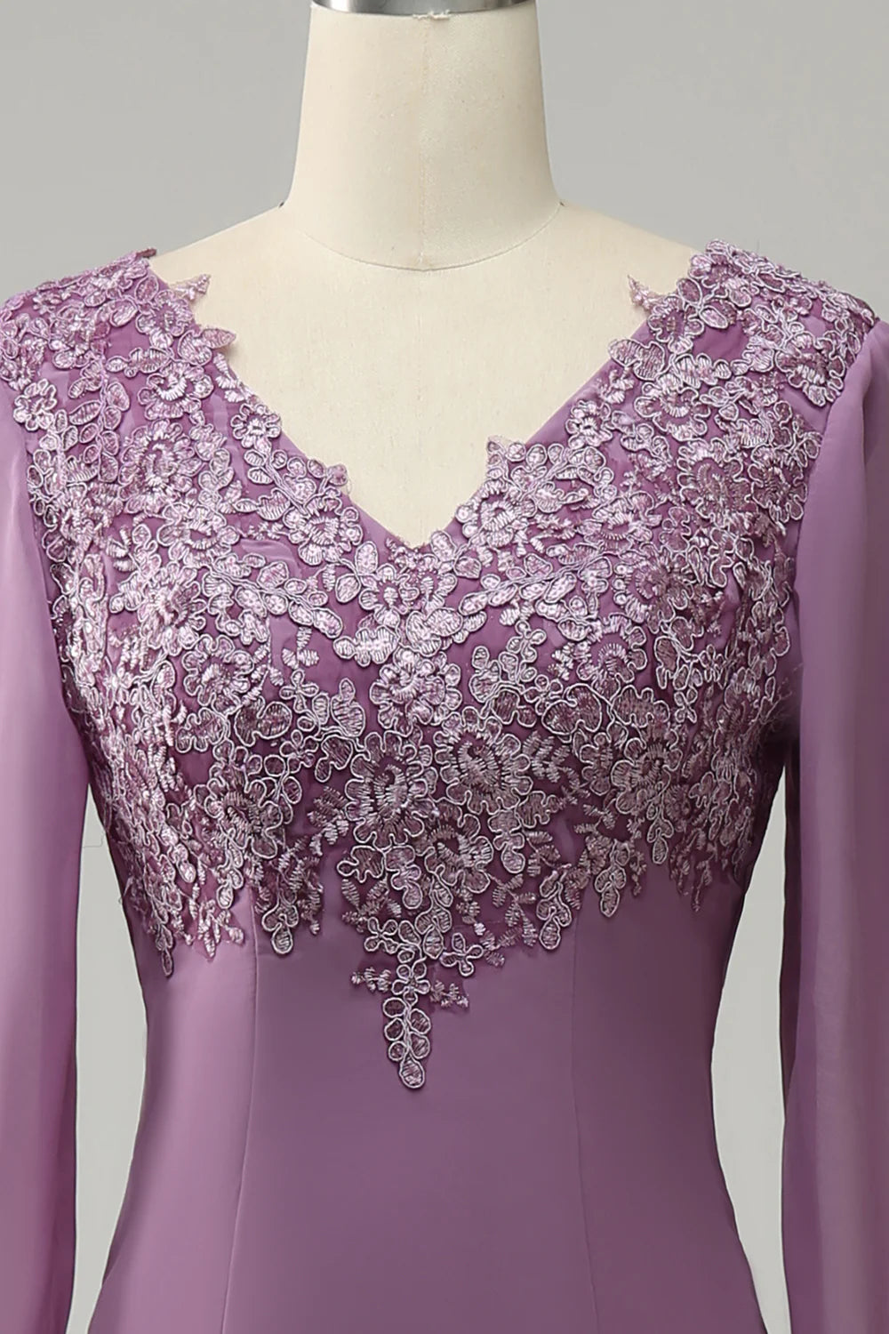 Lace Mermaid Chiffon Mother of the Bride Dress with Appliques Elegant