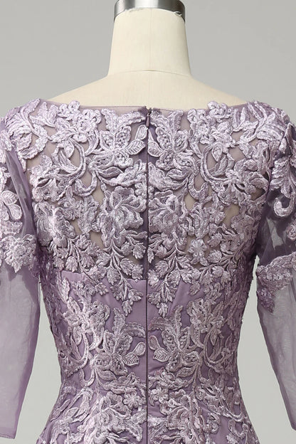V Neck Lace Chiffon Mother of the Bride Dress Appliques