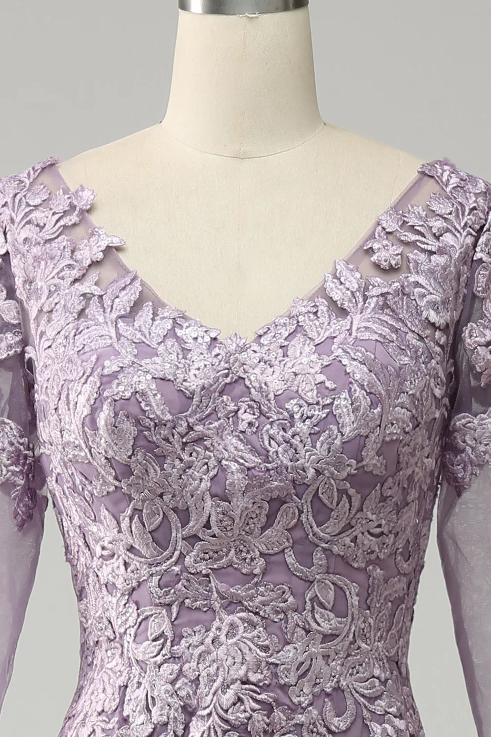 V Neck Lace Chiffon Mother of the Bride Dress Appliques