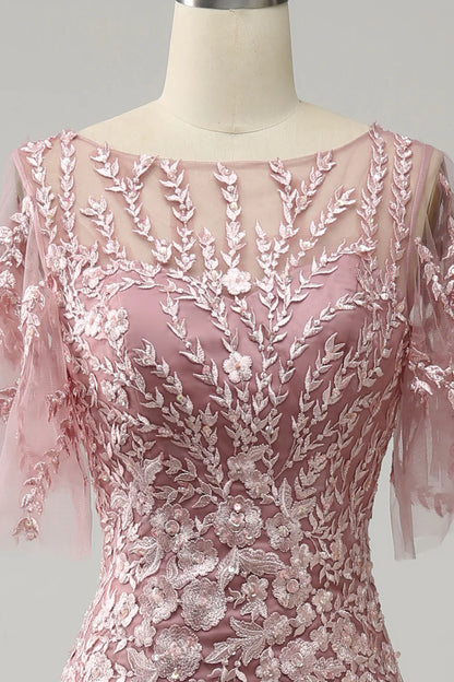 Lace Mermaid Scoop Neck Tulle Mother of the Bride Dress With Embroidery  Appliques