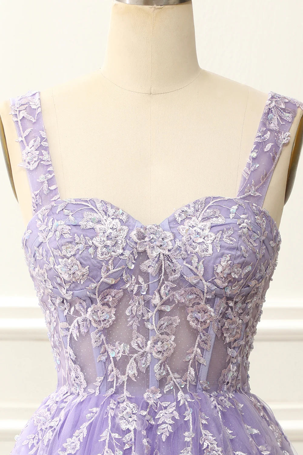 A Line Lilac Mini Corset Homecoming Dress With Appliques