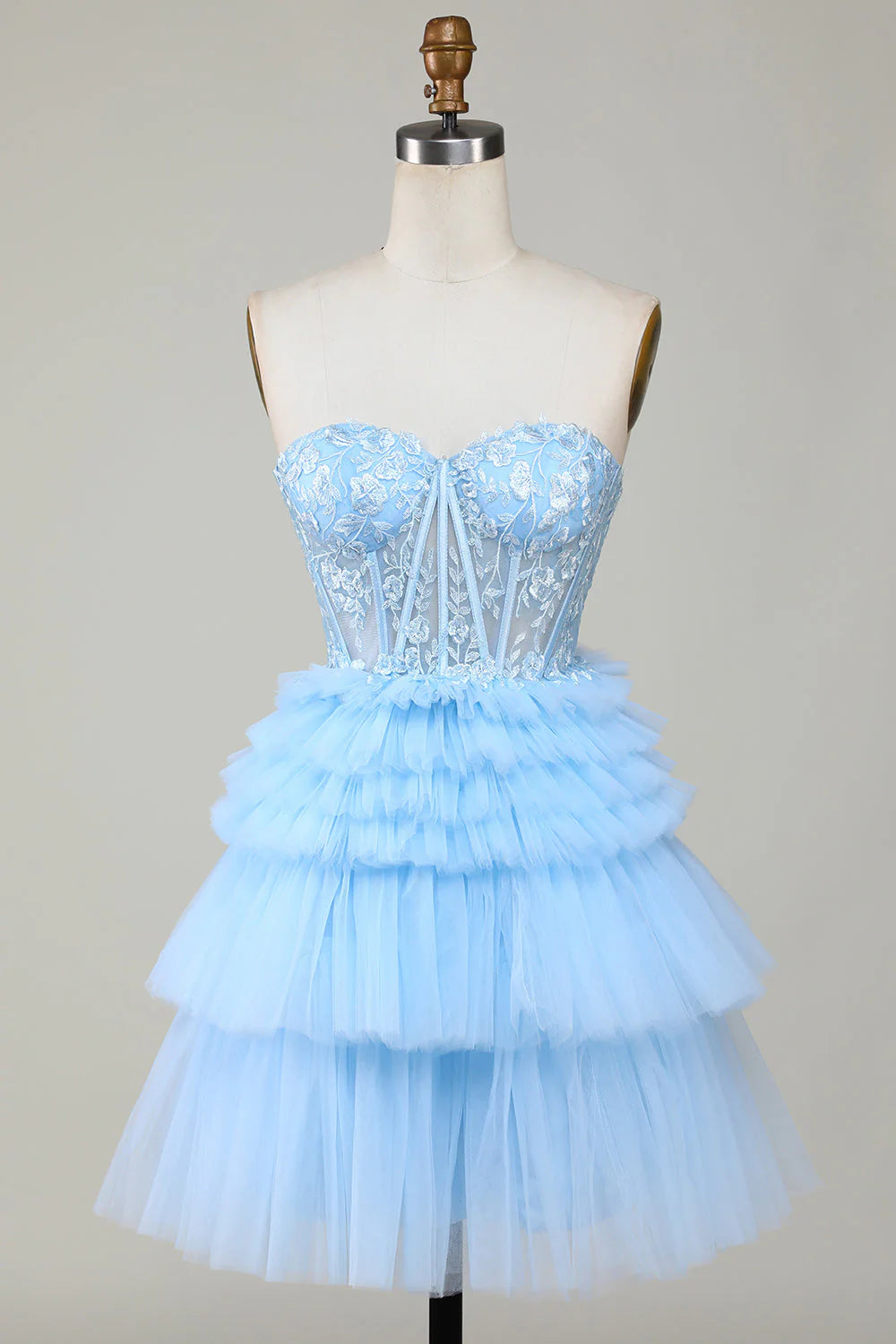 A Line Sleeveless Short/Mini Corset Homecoming Dress With Ruffles