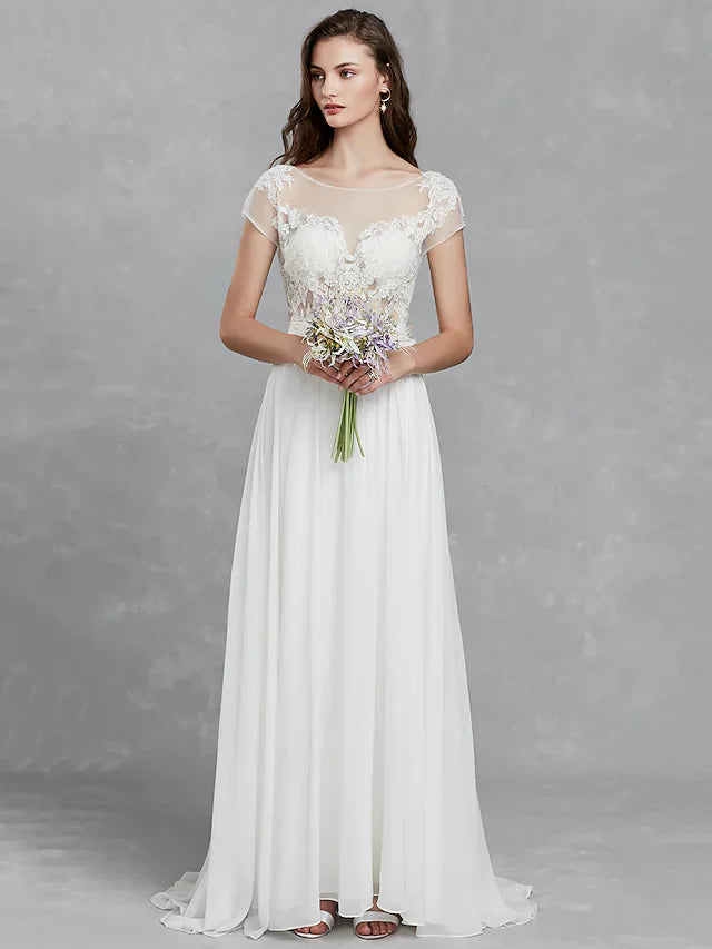 Wedding Dresses Bateau Neck Satin Long Sleeve Mordern Backless with Buttons  1 review